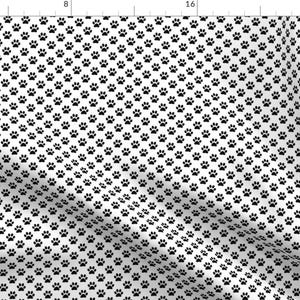 Paw Prints Fabric - Half Inch Black Paw Prints On White By Mtothefifthpower - Black And White Cotton Fabric By The Yard With Spoonflower immagine 1