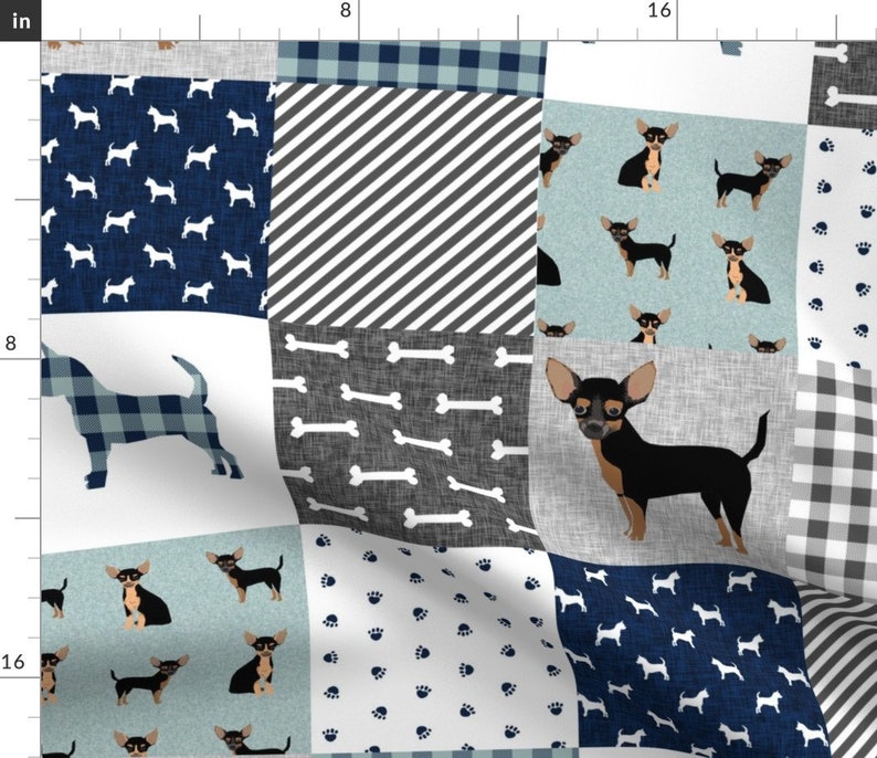 Chihuahua Fabric Chihuahua Black and Tan Pet Quilt B Cheater Etsy