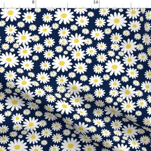 Blue Daisy Fabric - Daisy Blue by jokalodesigns - Flower Floral Navy Daisy Ditsy Sprintime Summer  Fabric by the Yard by Spoonflower