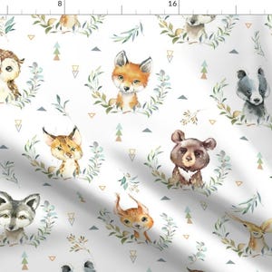 Woodland Animals Fabric - Woodland Baby Nursery Fabric Larger By Gingerlous - Forest Babies Animal Baby Nursery Fabric With Spoonflower