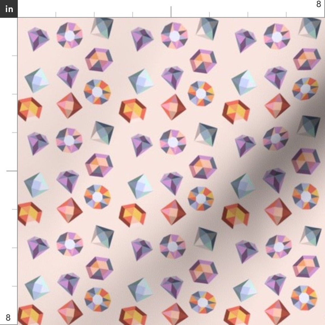 Pink Gemstone Fabric Pink Geometric Gems By Landpenguin Etsy