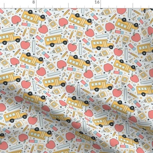 Vintage School Fabric - Back To School by camilaprints - Retro Gender Neutral Teaching Preschool Education Fabric by the Yard by Spoonflower
