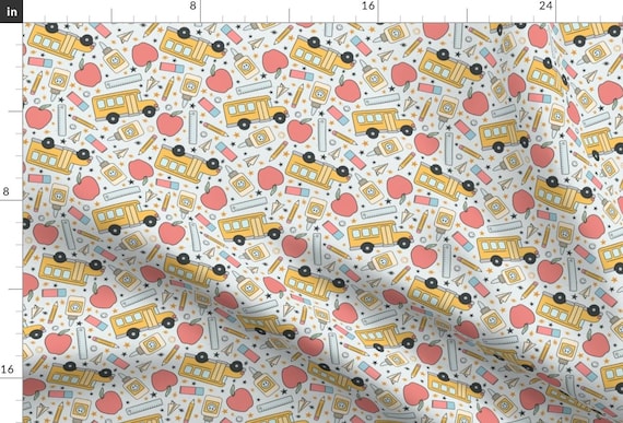 Vintage School Fabric - Back To School by camilaprints - Retro Gender Neutral Teaching Preschool Education Fabric by the Yard by Spoonflower