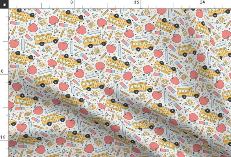 Vintage School Fabric - Back To School by camilaprints - Retro Gender Neutral Teaching Preschool Education Fabric by the Yard by Spoonflower image 1