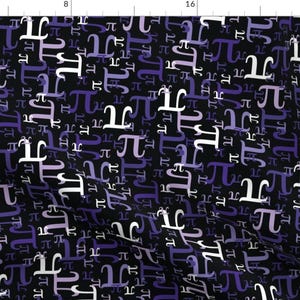 Pi Day Fabric - Pieces Of Pi (Purple) By Robyriker - Pi Day 3.14 Math Mathematics School Teacher Cotton Fabric By The Yard With Spoonflower