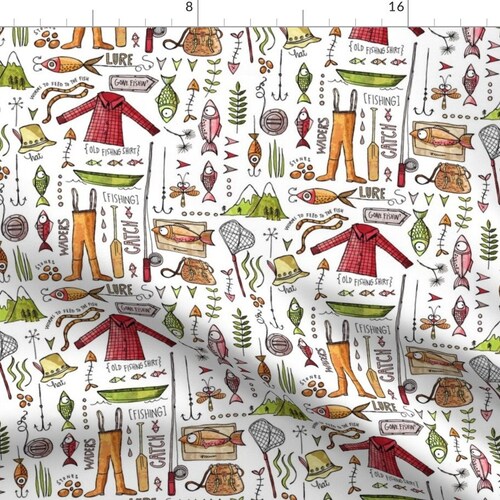 Fishing Fabric Mountain Catch by Mulberry Tree fishing Pole Etsy
