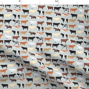 Cows Fabric - Farmhouse Cows By Beau-Britain - Cows Breeds Farm Rustic Ranch Beef Cute Farmhouse Cotton Fabric By The Yard With Spoonflower