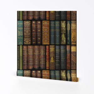 Library Books Removable Peel and Stick Wallpaper - Literature Literary  - Wall Art Wall Decor - Instant Library Large by peacoquettedesigns