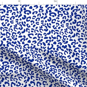 Blue Cheetah Print Fabric - Cheetah Cobalt By Lulabelle - Cheetah Animal Pattern Royal Blue Cotton Fabric By The Yard With Spoonflower