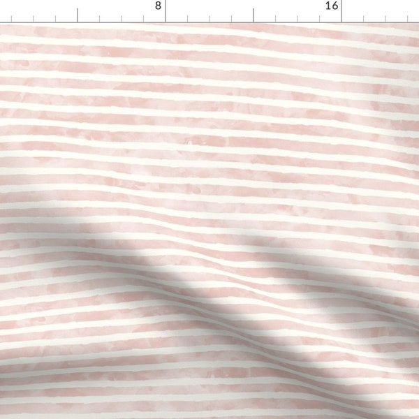 Nursery Stripes Fabric - Watercolor Blush Stripe By Littlearrowdesign -Pink White Coral Baby Girl Cotton Fabric By The Yard With Spoonflower