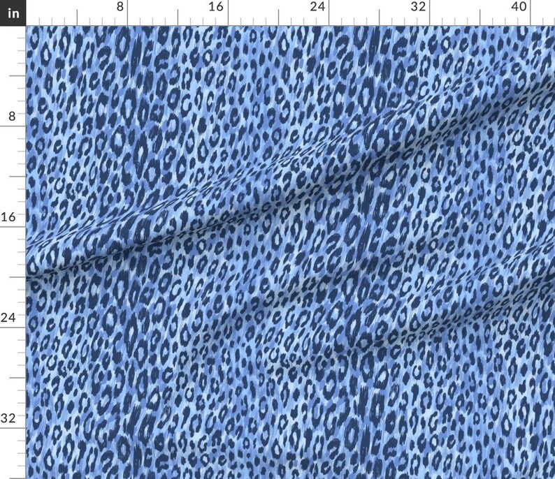 Blue Leopard Print Fabric Leopard Fur in Blue Colors by Ybt - Etsy