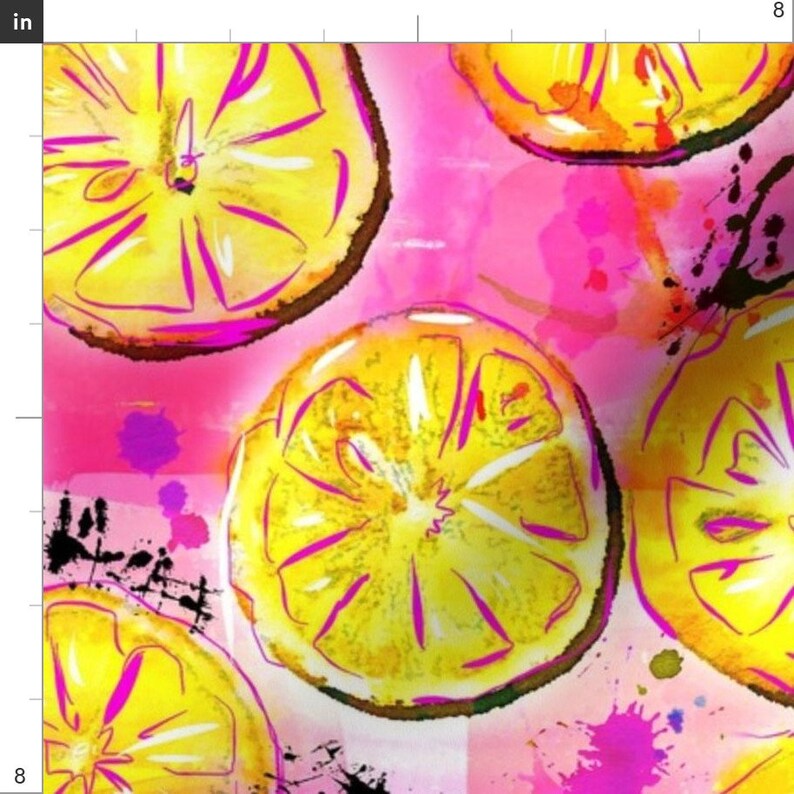 Summer Lemon Splash Fabric Pink Lemonade By Karismithdesigns | Etsy