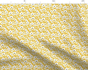 Mod Daisies Fabric - Sweet Daisies In Mustard Yellow - Tiny By Thislittlestreet - Daisies Cotton Fabric By The Yard With Spoonflower