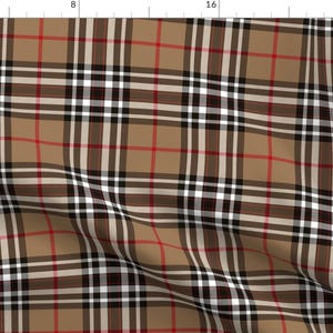 Southdown Fabric - Southdown Tartan - 6&quot; Tan Black White By Weavingmajor - Southdown Tartan Tan Cotton Fabric By The Yard With Spoonflower