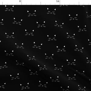 Sleepy Cats Fabric - Cats Black by kimsa - Cat Faces Black And White Monochrome Gender Neutral Baby Fabric by the Yard by Spoonflower
