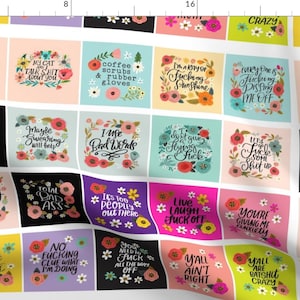 Sweary Fabric Fabric - 4x4 Small Swears New By Cynthiafrenette - Cheater Quilt Funny Cuss Words Cotton Fabric By The Yard With Spoonflower