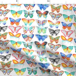 Summer Butterflies Fabric - Watercolour Butterflies By Emmaallardsmith - Baby Girl Butterflies Cotton Fabric By The Yard With Spoonflower