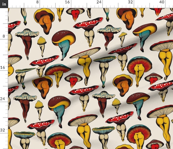 Buttshroom Fabric Sexy Mushrooms, Large Print by Cecilia Granata Butt Booty  Cheeks Viral Cotton Fabric by the Yard With Spoonflower -  Ireland
