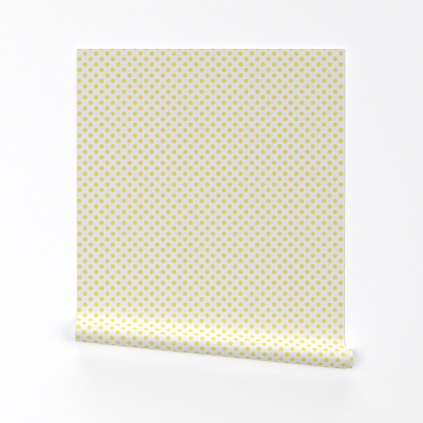 Polkadots Wallpaper - Minimalistic Yellow By Misstiina - Dots Yellow Custom Printed Removable Self Adhesive Wallpaper Roll by Spoonflower