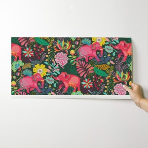 Jungle Wallpaper - Floral Jungle Elephant By Miraparadies - Bohemian Green Pink Summer Removable Self Adhesive Wallpaper Roll by Spoonflower image 9