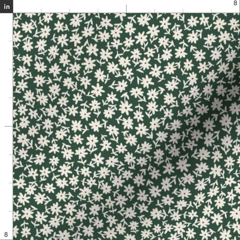 Cottagecore Fabric - Ditsy Floral Green by erin__kendal - Small Flowers Garden Farmhouse Rustic Prairie Fabric by the Yard by Spoonflower image 3