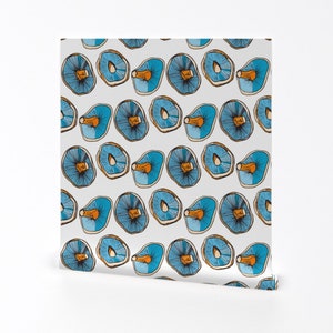 Papier peint champignon Woodland Mushroom Caps par kendrashedenhelm Papier peint amovible psychédélique bleu et orange par Spoonflower image 1