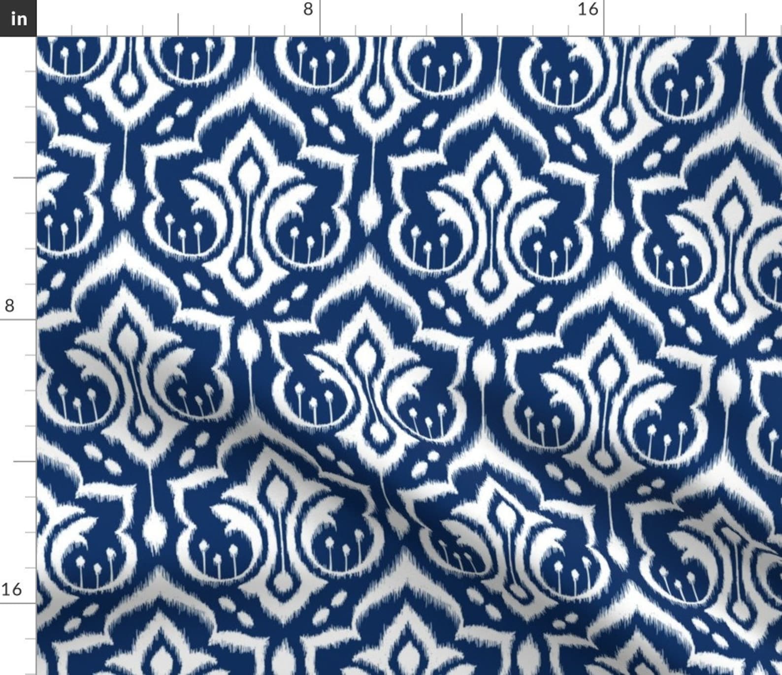 Navy Damask Fabric Ikat Damask Midnight Navy by Etsy