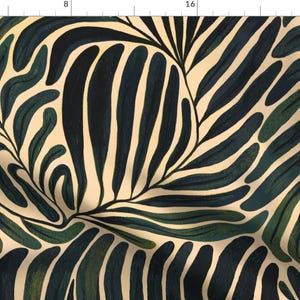 Soothing Leaves Fabric - Leaves By Grace Andersson - Neutral Calm Jumbo Leaves Tropical Palms Cotton Fabric By The Yard With Spoonflower
