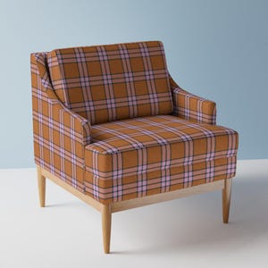 Fall Plaid Upholstery Fabric- Plaid Fall Spice  by schatzibrown - Cozy Cabin Orange Pink Navy Halloween  Fabric By The Yard With Spoonflower