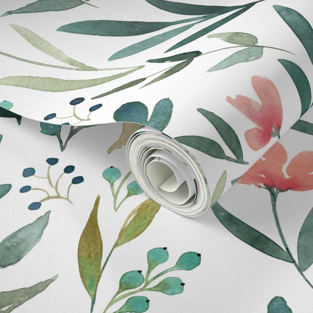 Watercolor Floral Removable Peel and Stick Wallpaper - Garden Flower ...