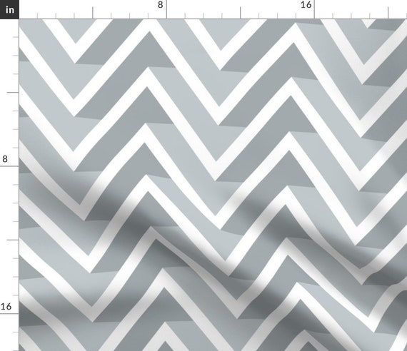 White Gray Chevron Pattern Minimalistic Fabric 3d Zig Zag by | Etsy