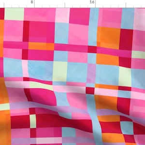 Stripes Fabric - Modern Retro Stripes by sionia - Graphic Lines Multicolored Pink Blue Orange Mod Retro  Fabric by the Yard by Spoonflower