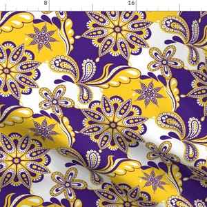 University Fabric - Paisley Mandala By Rick Rack Scissors Studio Purple Gold Pirates Tigers Tailgate College Greek - Fabric With Spoonflower