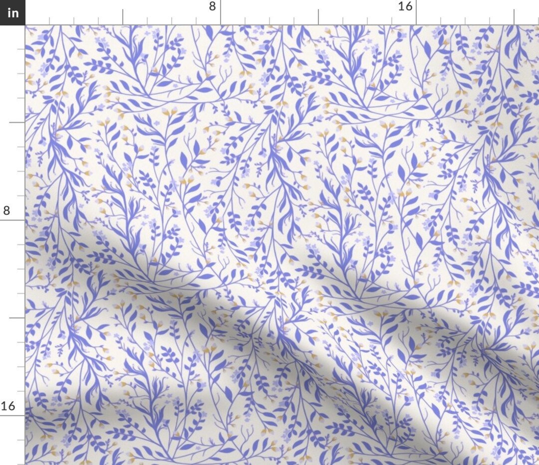 Spring Time Vine Fabric Tangled Tangled Vines Floral Periwinkle by