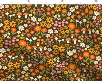 Retro Ditsy Floral Fabric - Ditsy Meadow  by saltysirenstudios - Vintage Flowers Retro Flower Field  Fabric by the Yard by Spoonflower