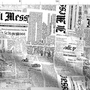 Black Fabric - Grunge Newspaper By Andrea Haase Design - Black White Newsprint Vintage Decor Cotton Fabric By The Yard With Spoonflower