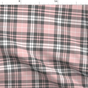 Plaid Fabric - Fall Plaid - Pink And Gray - Fearfully And Wonderfully Made By Littlearrowdesign - Cotton Fabric By The Yard With Spoonflower