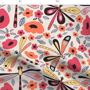 Summer Dragonfly Fabric - Fantasy Dragonfly By Lidiebug - Summer Dragonfly Garden Home Decor Cotton Fabric By The Yard With Spoonflower