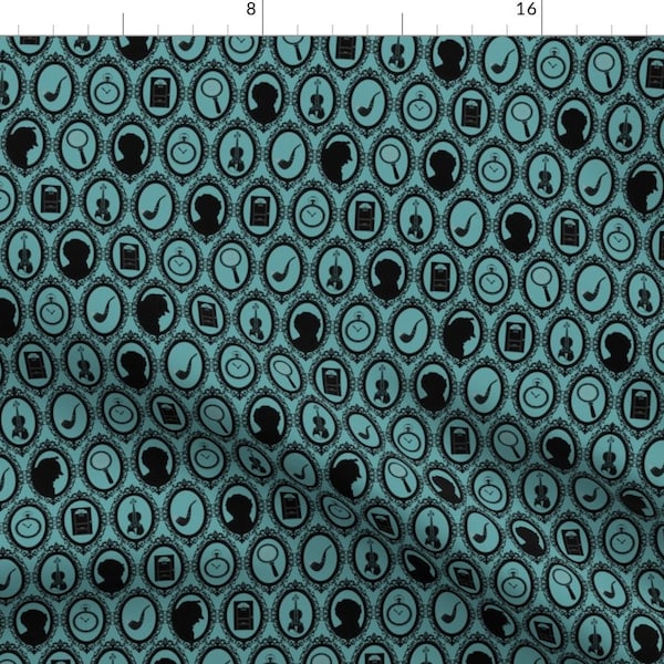 Cameo Fabric - Detective In Teal Blue and Black English Literature TV Show  By Costumewrangler - Cotton Fabric By The Yard With Spoonflower