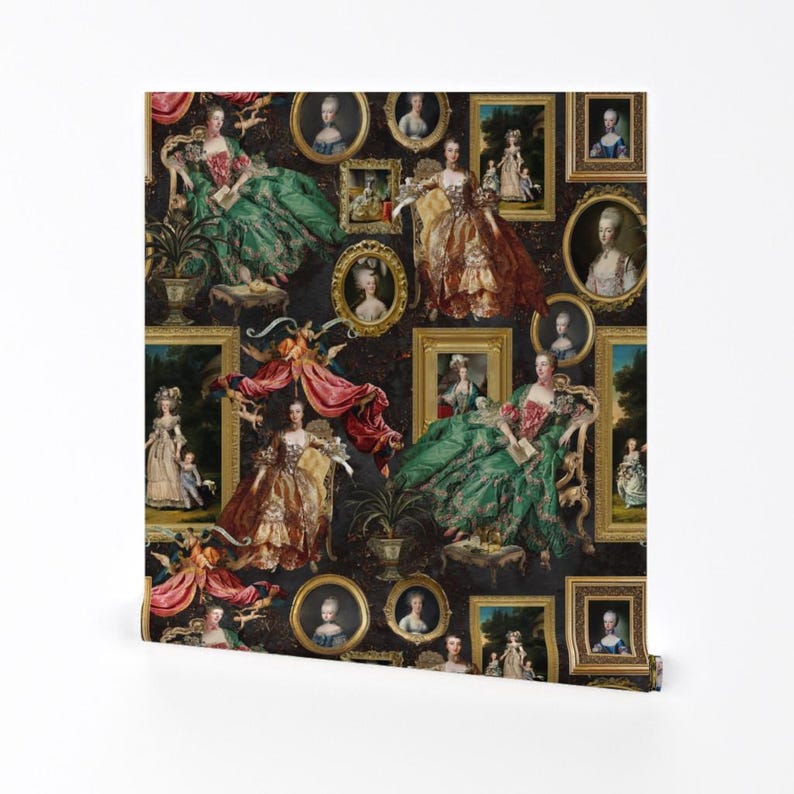 Green Removable Peel and Stick Wallpaper - French Toile Rococo French ...