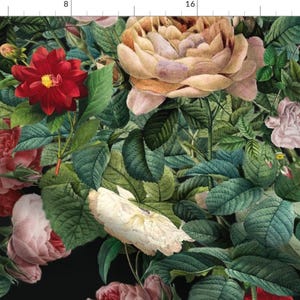 Romantic Roses Fabric - Royal Floral by mischievousdesign - Large Scale Chintz Botanical Redoute Fabric by the Yard by Spoonflower