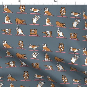 Bulldog Yogi Fabric - English Bulldog Yoga By Huebucket - English Bulldog Kawaii Pet Lover&#39;s Cotton Fabric By The Yard With Spoonflower