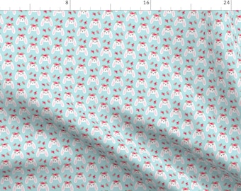 Bunnies Blue Spring Fabric - (Small Scale) Floral Bunnies - Light Blue - Easter Spring Rabbit Bunnies Lad19bs By Littlearrowdesign