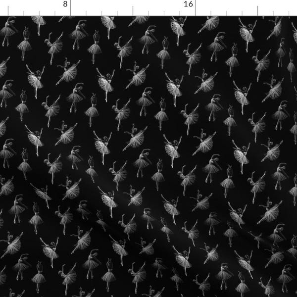Ballerina Fabric - Ballet By Svetlana Prikhnenko - Ballerina Black and White Dance Dancing Tutu Cotton Fabric By The Yard With Spoonflower