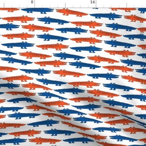 Alligators Fabric - Alligator Blue And Orange Crocodiles Fabric Reptiles By Andrea Lauren - Gator Cotton Fabric By The Yard With Spoonflower
