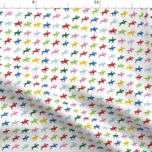 Rainbow Equestrian Horse Fabric - Muybridge Colored Jumper By Ragan - Equestrian Cotton Fabric By The Yard With Spoonflower