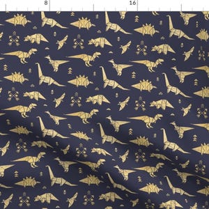 Origami Dinos Fabric - Origami Dinos By Penguinhouse - Origami Dinosaurs Nursery Decor Cotton Fabric By The Yard With Spoonflower