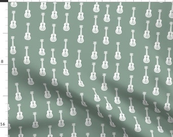 Ukulele Fabric - Ukulele Musical Instrument Kids Guitar Music Pale Green By Andrea Lauren - Cotton Fabric by the Yard with Spoonflower