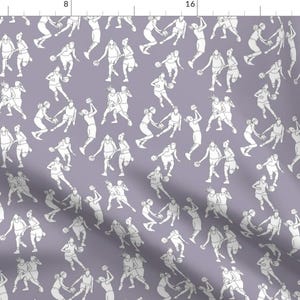 Girls Basketball Fabric - Basketball On Pale Purple By Landpenguin - Kids Sports Cotton Fabric By The Yard With Spoonflower
