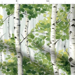 Woodland Birch Fabric - Quaking Aspens by capricornsun - Green Trees Serene Forest Nature Cottagecore Fabric by the Yard by Spoonflower